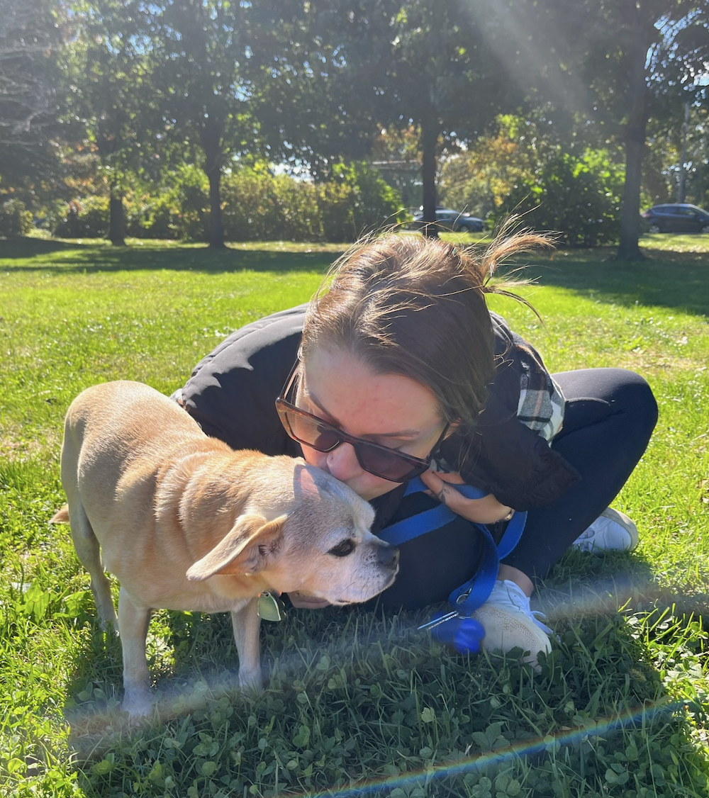 Brett with a dog in the park